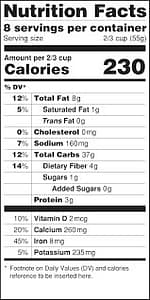 nutrition facts label