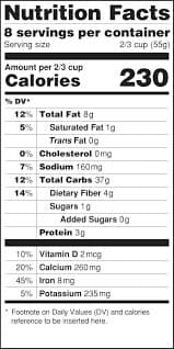 nutrition facts label