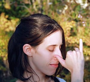 Alternative nostril breathing, first inhale