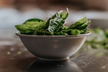 Bowl of iron rich spinach