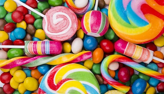 Lots of colorful candy that is full of added sugar