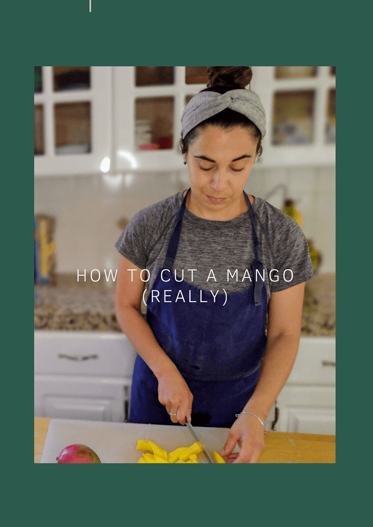 Mom cutting mango
